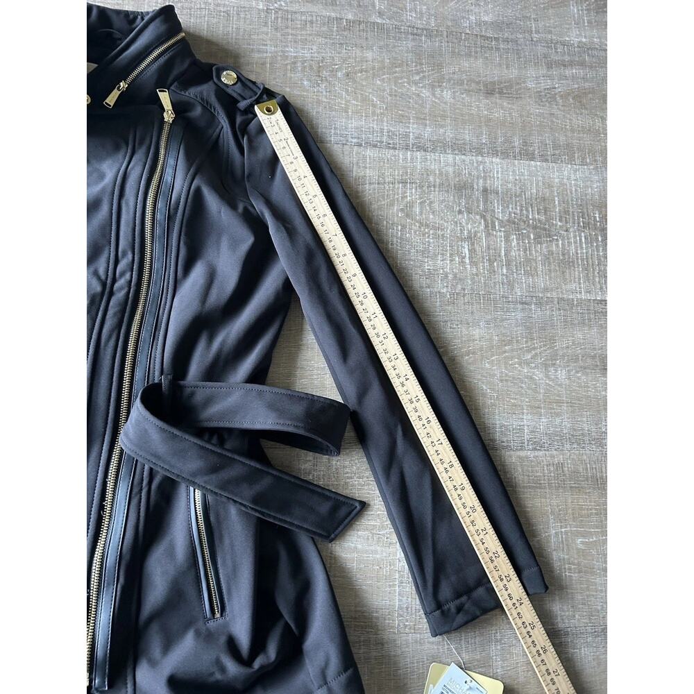 Michael Kors Trench Coat Womens XS Black Hooded Belted Zip Lined NWT - Picture 8 of 16